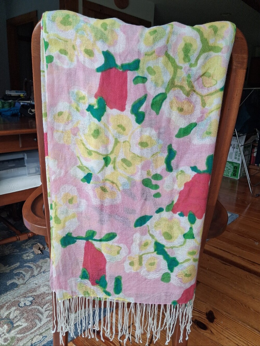 Lilly Pulitzer Murfee Scarf "It Can Be Arranged" Silk/cashmere EUC